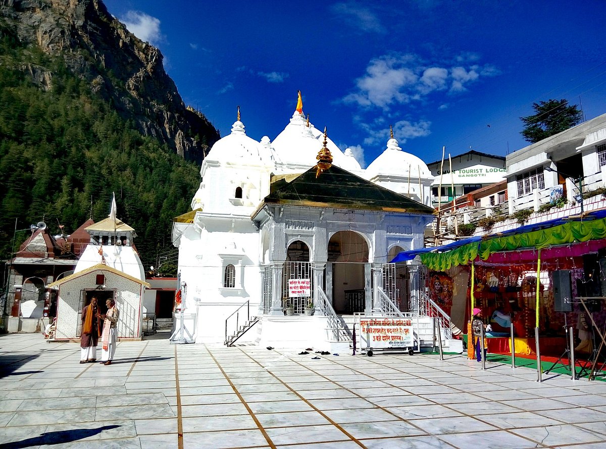 Gangotri temple on the banks of the Bhagirathi river