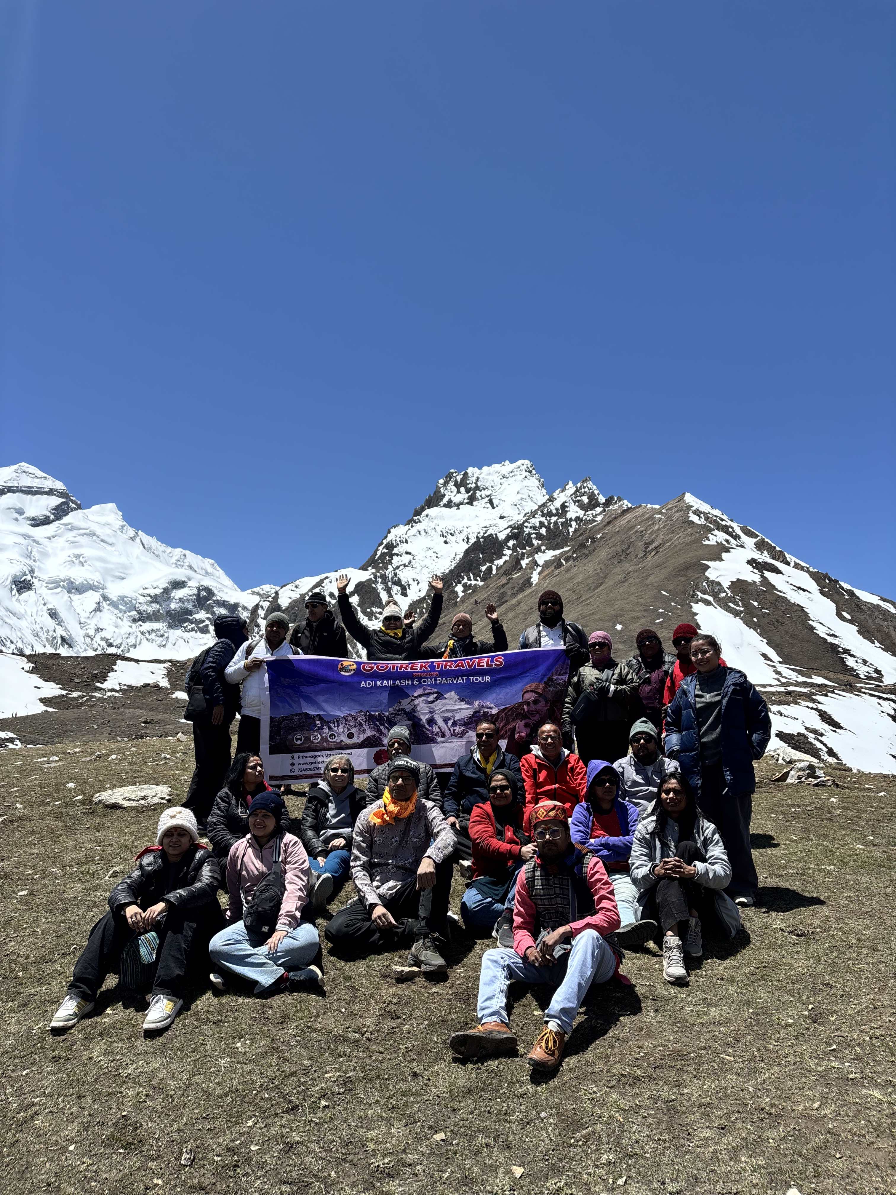 Adi Kailash peak and Om Parvat snow formation, Jolingkong, Vyas Valley, Uttarakhand